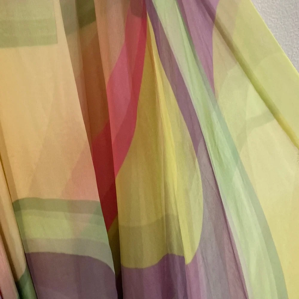 Siddhartha Bansal Sleeveless Maxi asymmetrical rainbow evening cocktail Dress M - Picture 3 of 9